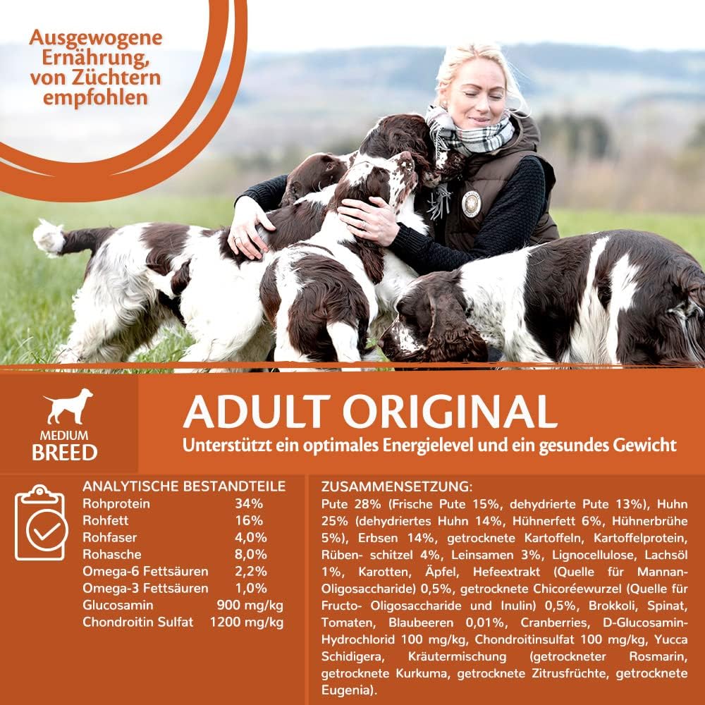 Wellness CORE Adult Original, Hundefutter trocken, getreidefrei, mit hohem Fleischanteil, Pute & Huh