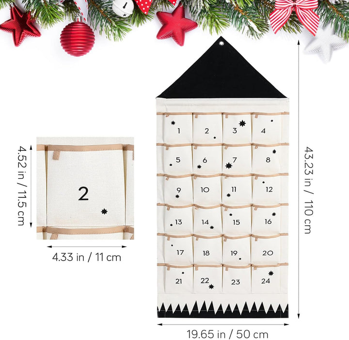 VOSAREA Adventskalender zum Befüllen Stoff Kinder Wandkalender Adventskalender mit 24 Taschen 2024 W