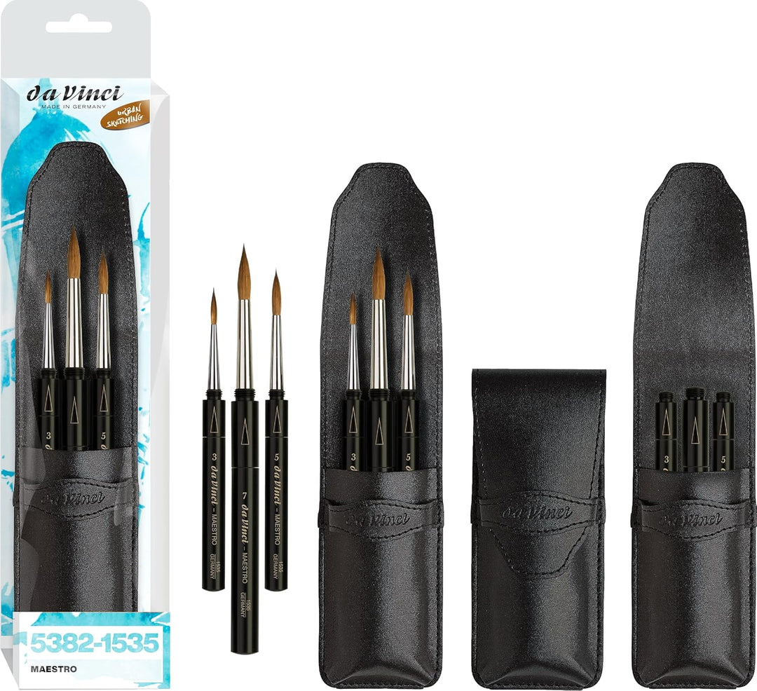 da Vinci Maestro Kolinsky Reisepinsel-Set, Tierhaare, schwarz, 3,5,7 Kolinsky Travel Set 3, Kolinsky