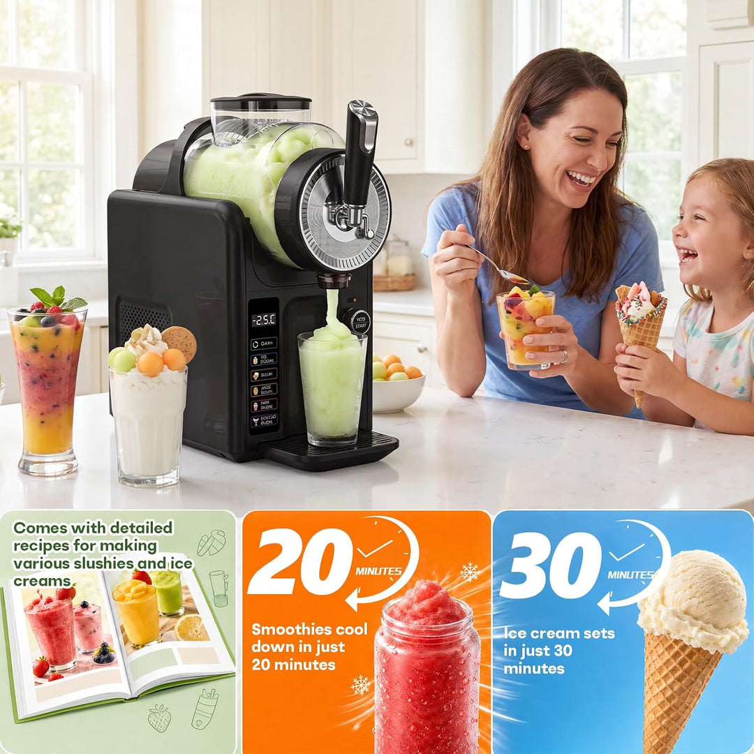 Slush Maschine,slushie maschine 2L Softeismaschine,Slushie Maschine für Zuhause,Maschine mit LED-Dis