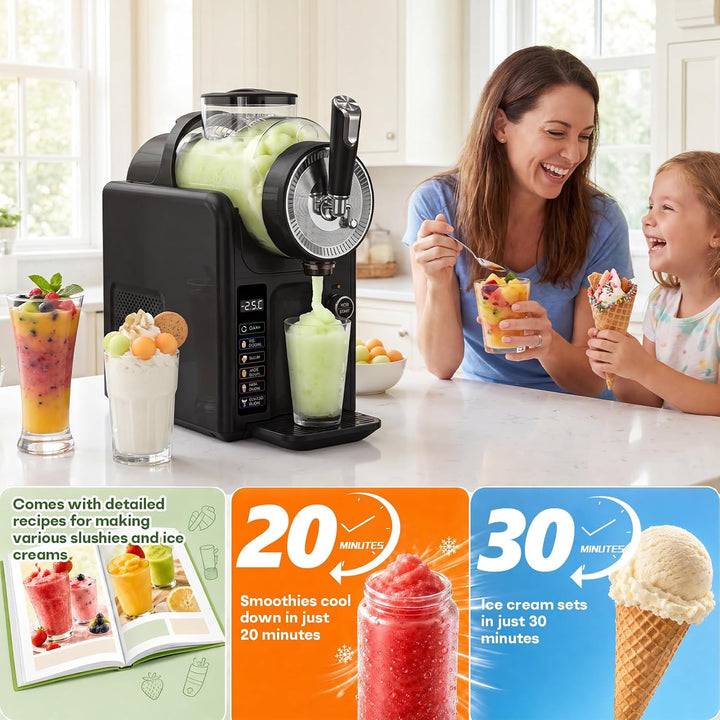 Slush Maschine,slushie maschine 2L Softeismaschine,Slushie Maschine für Zuhause,Maschine mit LED-Dis