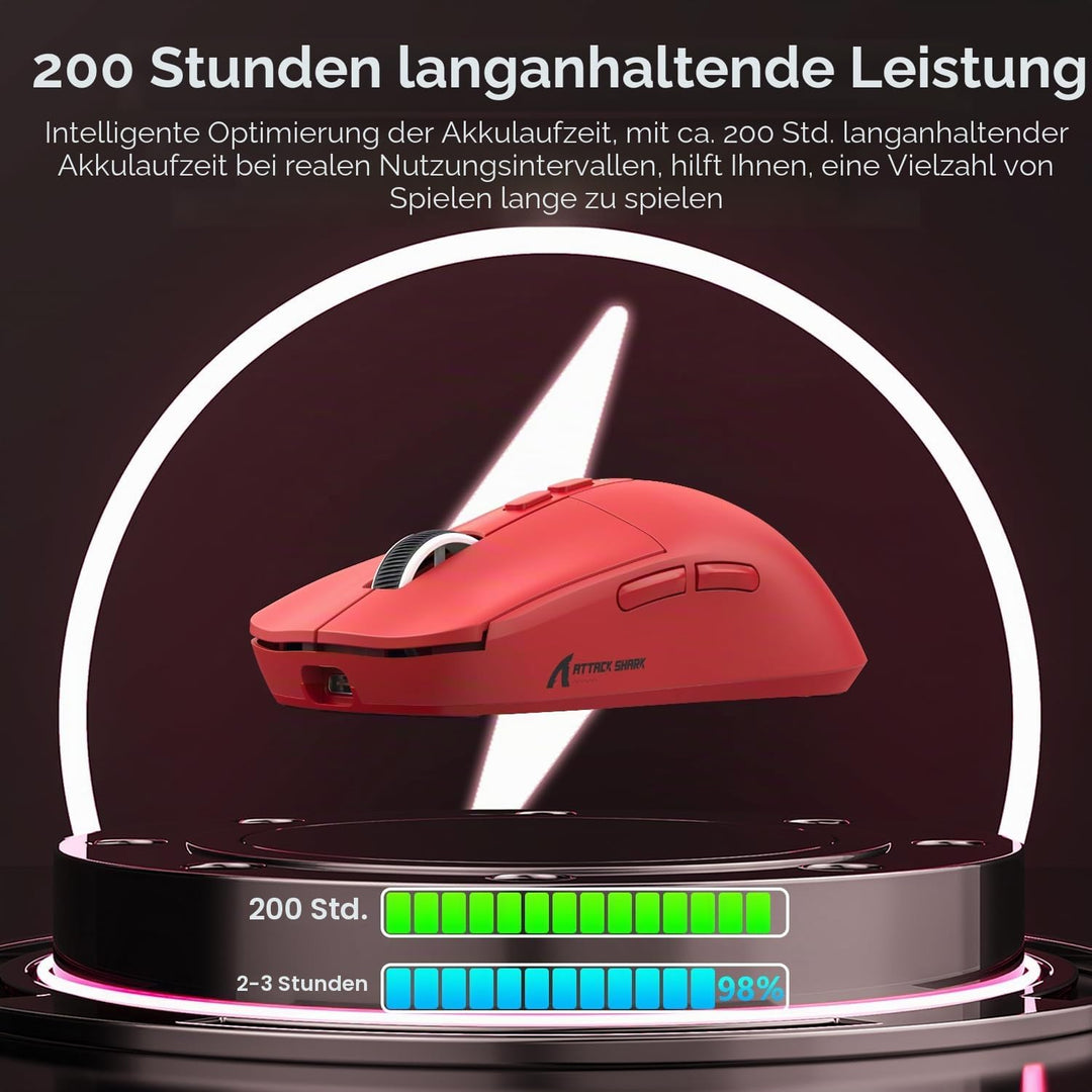 ATTACK SHARK X6 49g Superlight Mouse with Magnetic Charging Dock, PixArt PAW3395 Gaming Sensor, BT/2