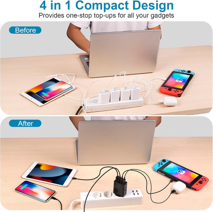 2 Stück USB Ladegerät, Insgesamt 33W Quick Charge 3.0 Schnellladegerät Mehrfach Ladestecker USB Netz