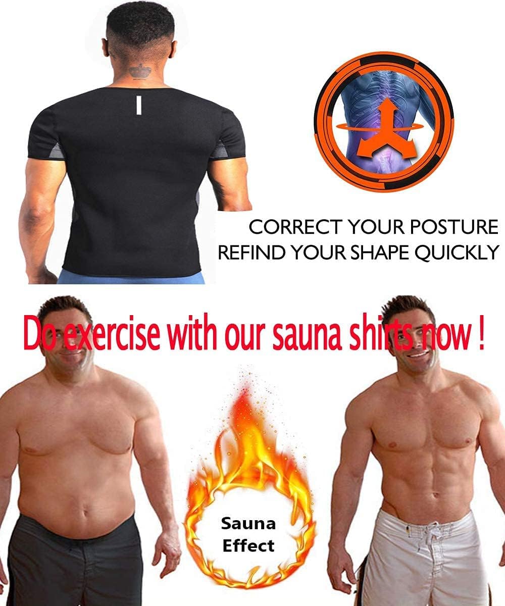 LAZAWG Schwitzweste für Herren, T-Shirt, Tanktop, Fitness- und Schwitzkleidung, kurzärmelig, für Sch