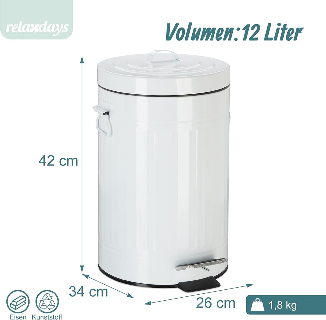 Relaxdays Treteimer Vintage, Abfalleimer für Küche oder Bad, aus Metall, mit Tretfunktion, Kosmetike