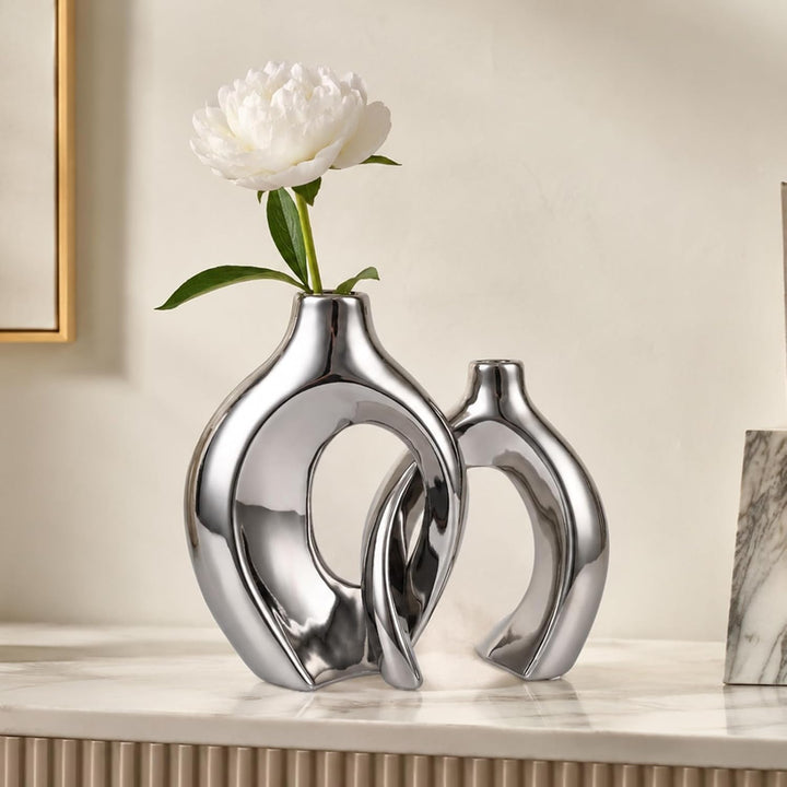 XIAOMAGG Keramik Vase，2er Set Hohle Weisse Moderne Vasen für Nordisches, Vasen Deko, ästhetische Boh
