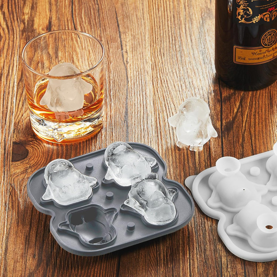 Nax Caki 3D-Pinguin-Eiswürfelform, 5,6 cm gross, dickes Silikon, lustige Formen, Whiskey-Eisform mit