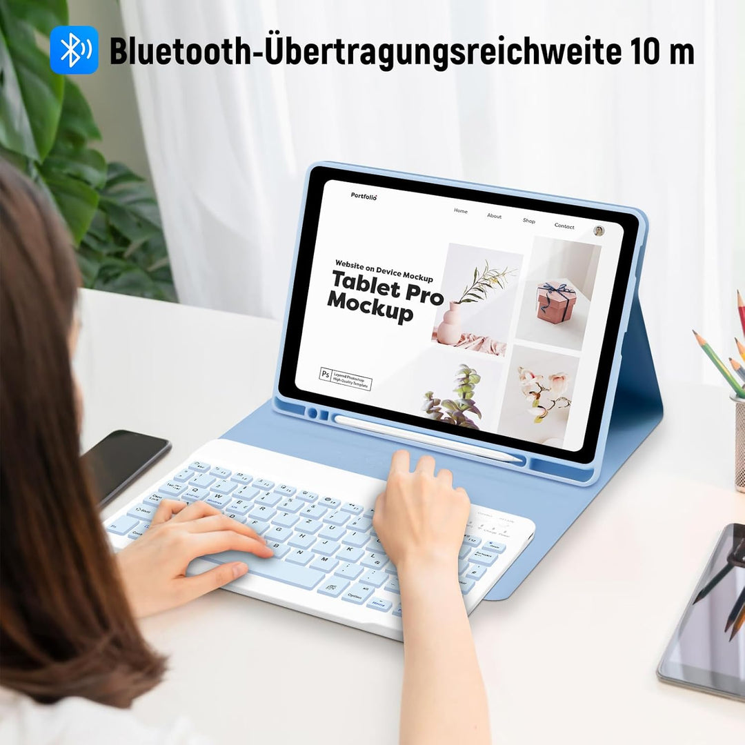 Lielax Hülle mit Tastatur für Samsung Galaxy Tab S6 Lite (Deutsches QWERTZ)-Magnetically Detachable