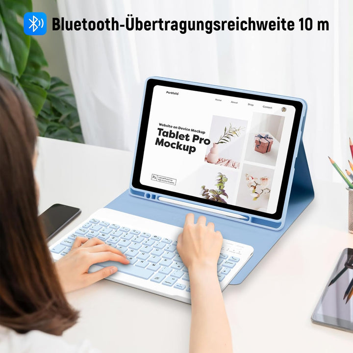 Lielax Hülle mit Tastatur für Samsung Galaxy Tab S6 Lite (Deutsches QWERTZ)-Magnetically Detachable