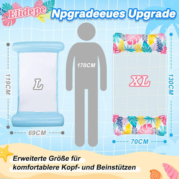 Elidepe Luftmatratze Pool, XL Pool Spielzeug Luftmatratze Wasser, 2 Stück PoolZubehör Spass Erwachse