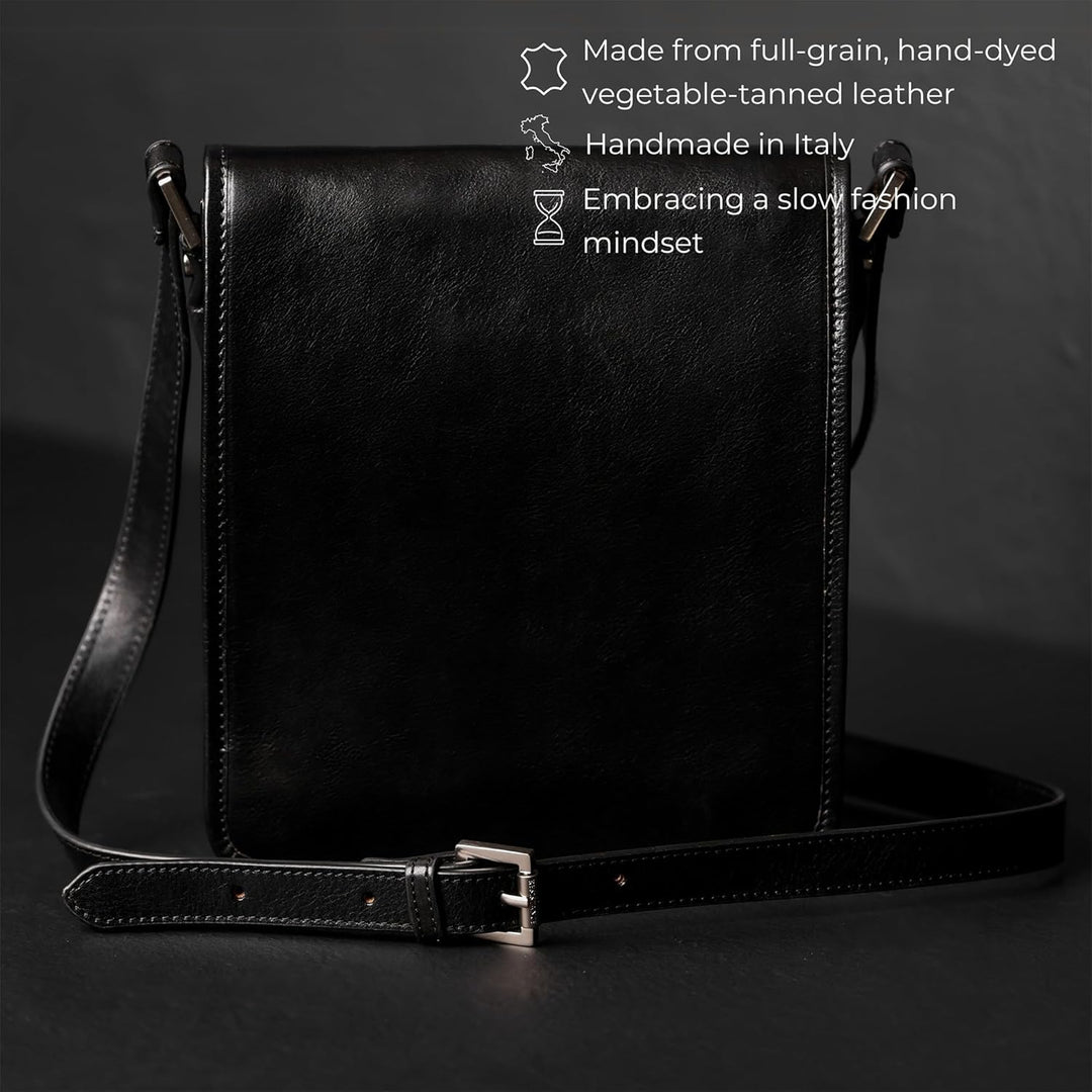 Time Resistance Schultertasche aus Leder Herren - Messenger Bags - Umhängetasche Herren - Elegante L