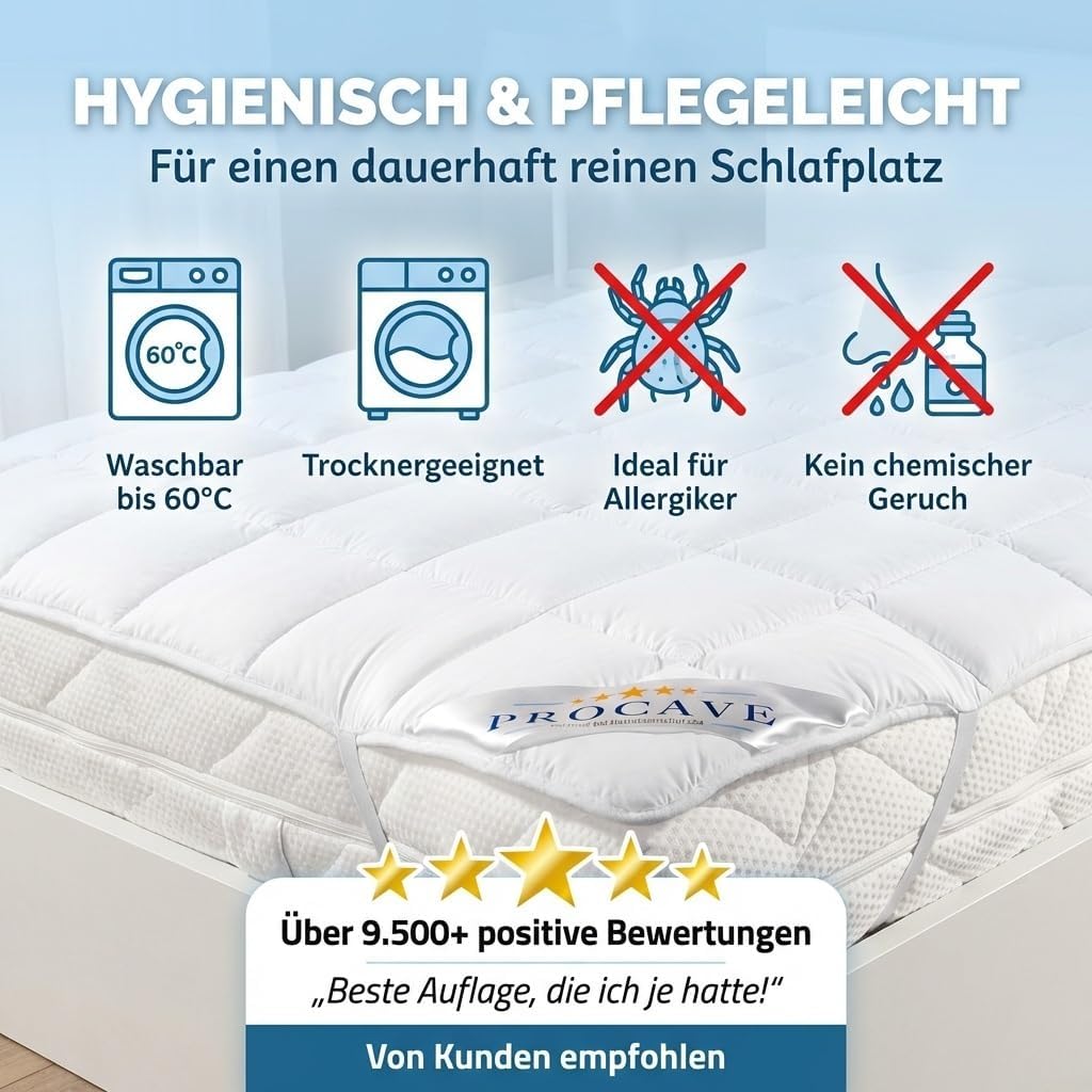 PROCAVE Matratzenschoner Micro-Comfort - Matratzenbezug - Matratzentopper - atmungsaktive Matratzena