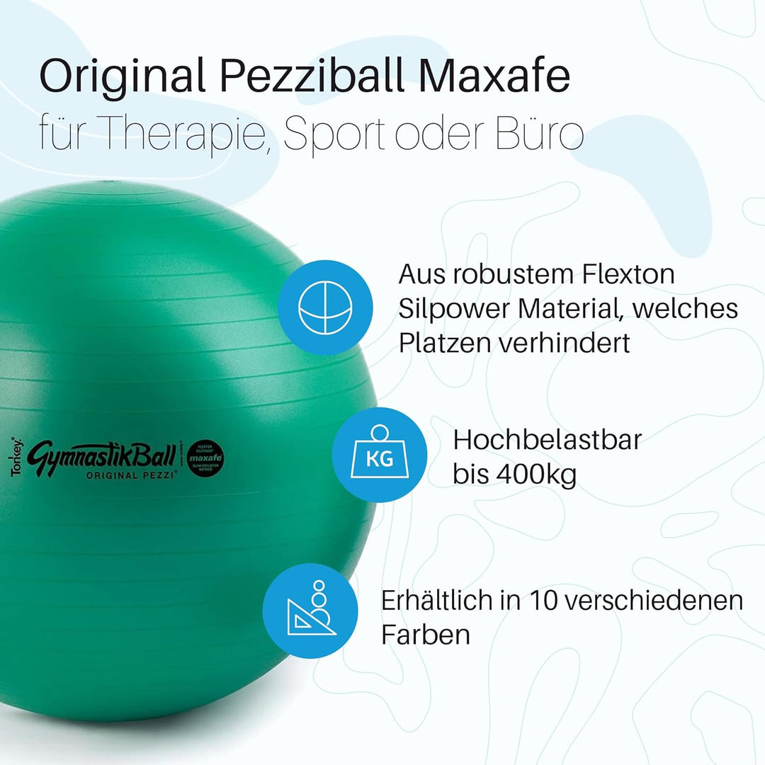 PEZZI Original Gymnastikball MAXAFE Ø 42 cm bis 75 cm Sitzball Gymnastik Sport Ball Büro Fitness Reh