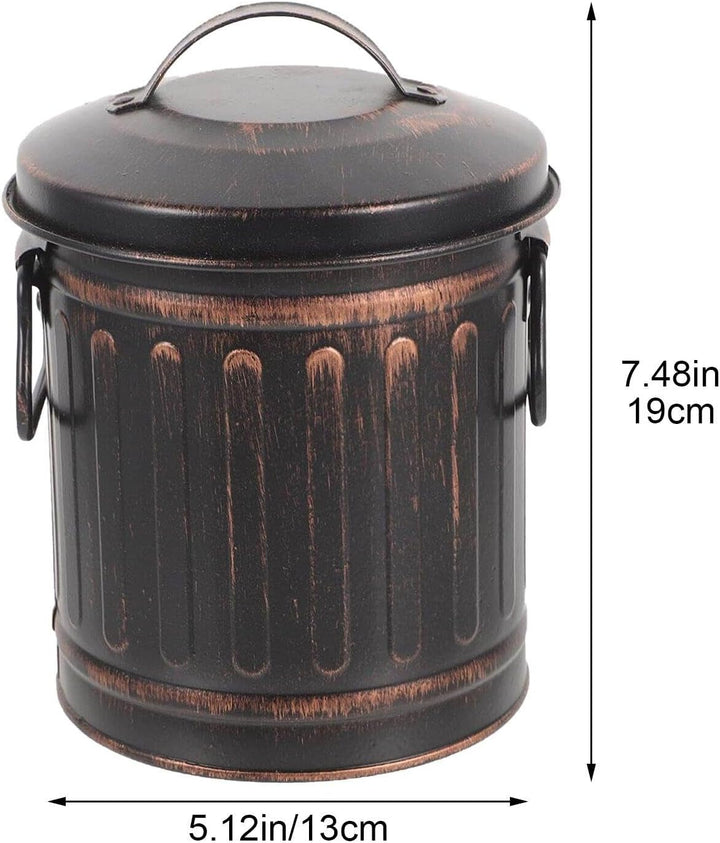 Fituenly Mini-Eimer für den Kamin Vintage-Metalleimer mit Deckel und Griff Eimer für Feuer Holzofen