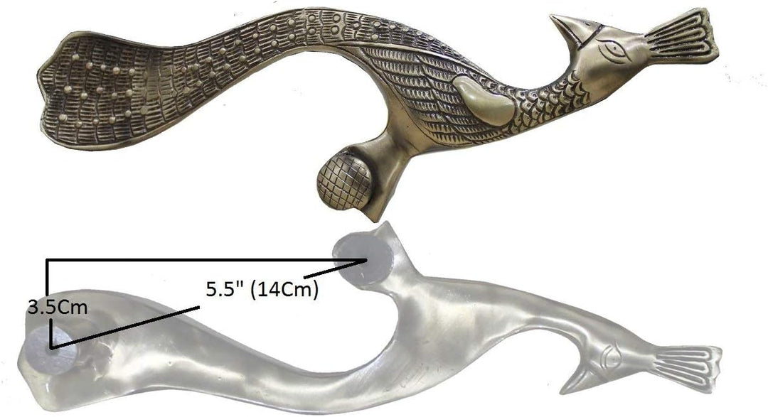 eSplanade - 33 cm Messing Designer Pfau Türgriff - 2er Set | Wohnkultur | Tür Dekor | Paar Türgriffe