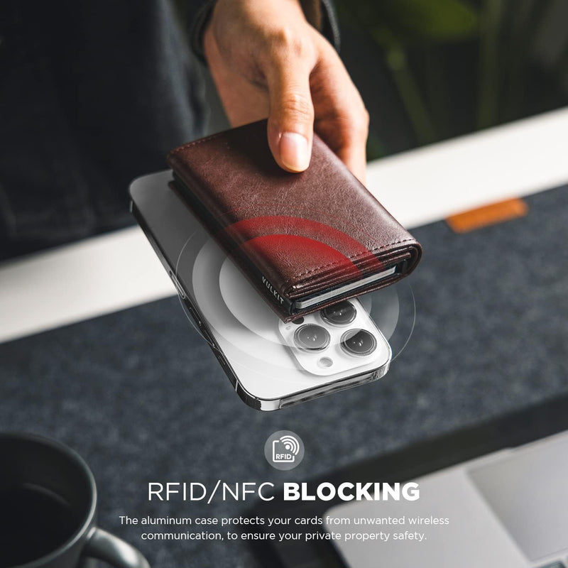 VULKIT Kreditkartenetui für Herren, Pop-up-Kartenetui, RFID-blockierendes Leder-Kartenetui mit Gelds