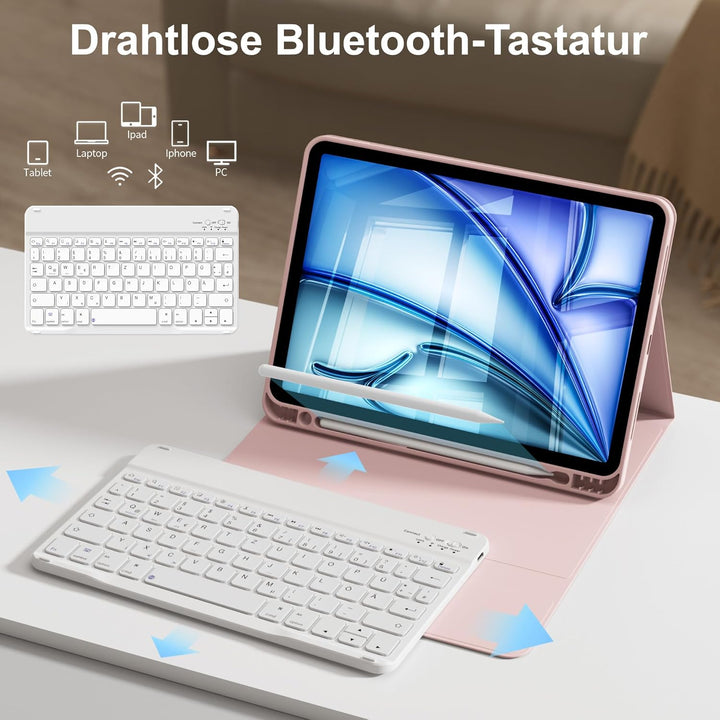 Hülle mit Tastatur für iPad Air 11 Zoll M3 2025 M2 2024/Air 5 Generation 2022 4 Gen 2020 10,9 Zoll,