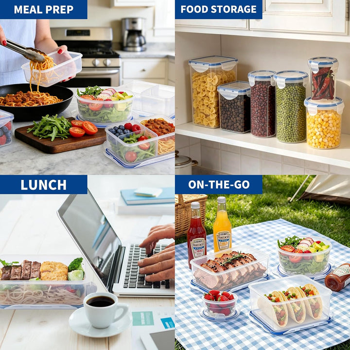 EASYLOCK 6er-Set 500ML Kunststoff Frischhaltedosen Mit Deckel Klein, Meal Prep Boxen, Rechteckig Auf