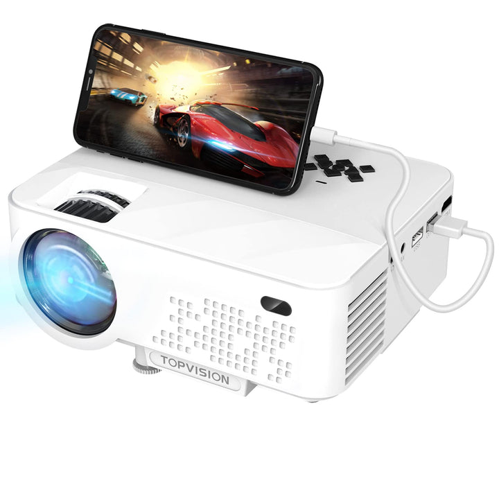 TOPVISION Mini Beamer mit Screen Mirroring, 7000 Lumen Heimkino Beamer Full HD 1080P Video Beamer mi