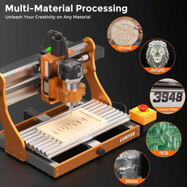 LUNYEE 3020 Nova CNC-Fräsmaschine, Ganzmetall-Linearführungen und Kugelgewindetriebe an allen XYZ-Ac