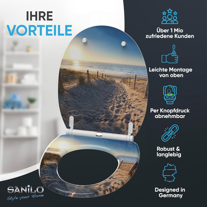 Sanilo WC Sitz mit Absenkautomatik, viele neue Toilettendeckel zur Auswahl, hochwertige Oberfläche,