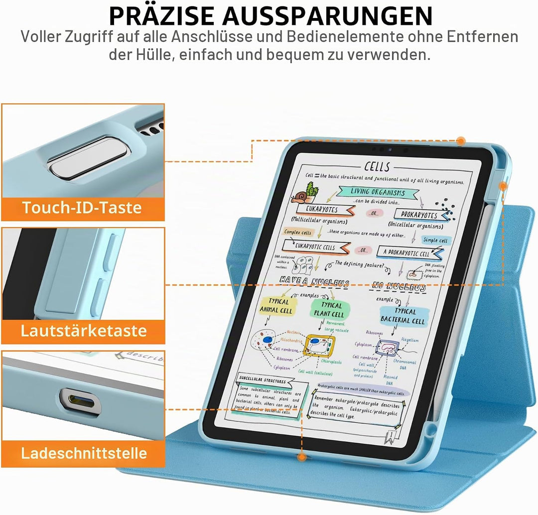 DINGGUAGUA Hülle für iPad 10 Generation 10.9 Zoll 2022 A2757/A2777,Hülle Abnehmbares Transparentes m