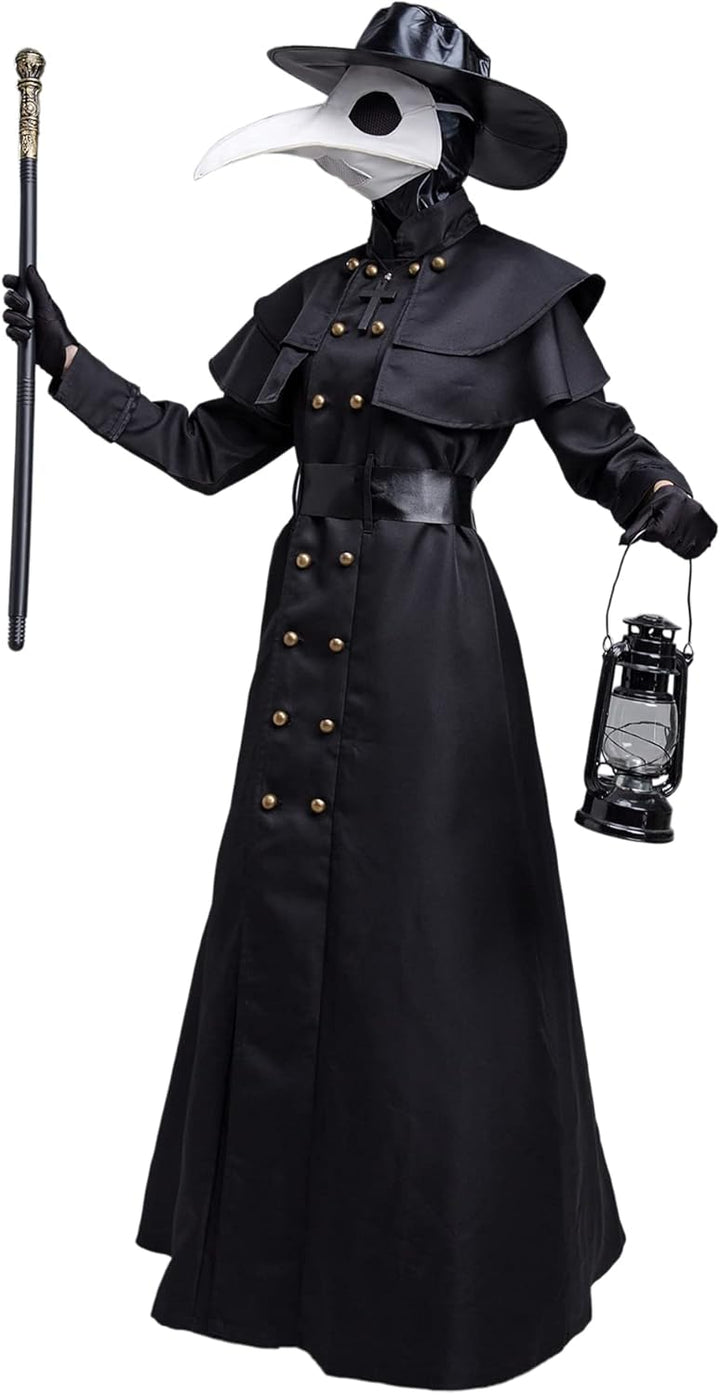 Feynman Herren Mittelalter Steampunk Pest-Doktor Pest Arzt Halloween Kostüm mit Pestdoktor Accessoir