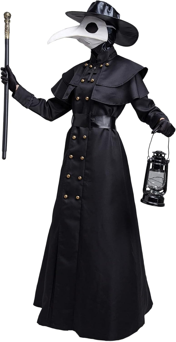 Feynman Herren Mittelalter Steampunk Pest-Doktor Pest Arzt Halloween Kostüm mit Pestdoktor Accessoir