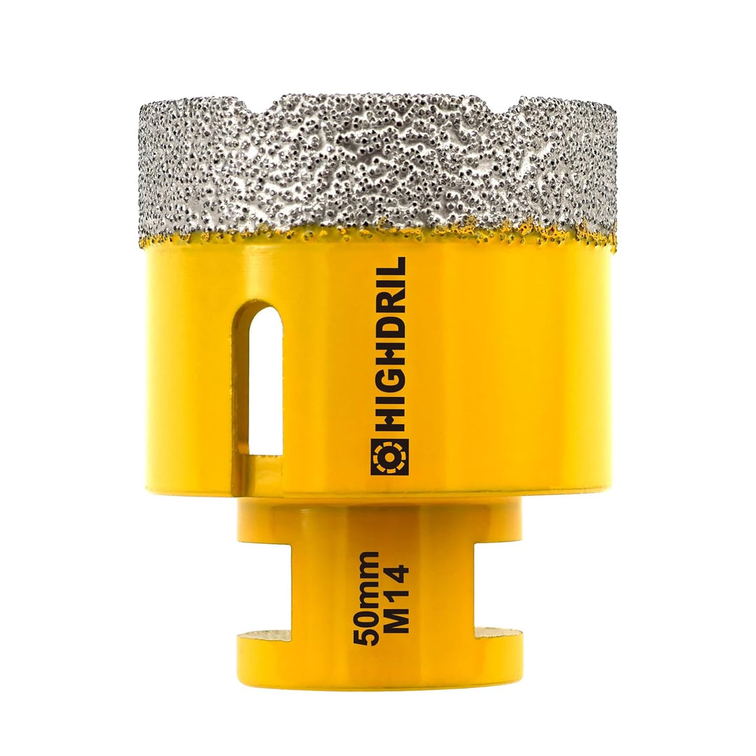 HIGHDRIL Diamant Bohrkrone - 50mm Lochsäge Fliesen M14 Gewinde für Porzellan Fliese Keramik Granit M