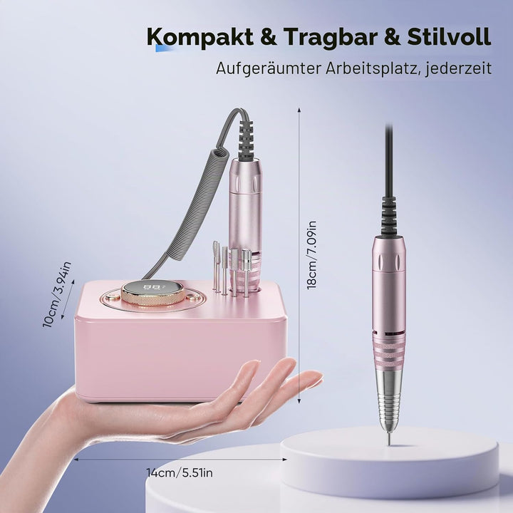 Elektrischer Nagelbohrer Professional,35000RPM Mehrere Zubehör, Nagelbohrmaschine mit 11 Bohrböcken