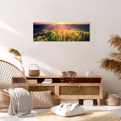 Panorama Bilder auf Leinwand Berge Natur Leinwandbild mit Rahmen 90x30cm Wandbilder Dekoration Wohnz