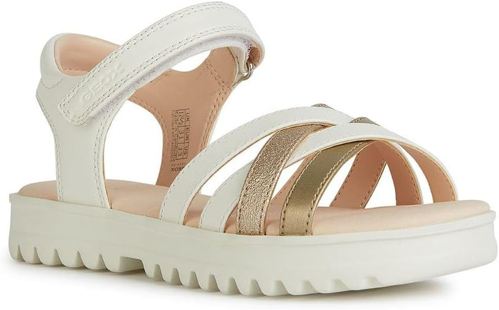 Geox Mädchen J Coralie Gir Sandal 29 EU White Platinum, 29 EU White Platinum