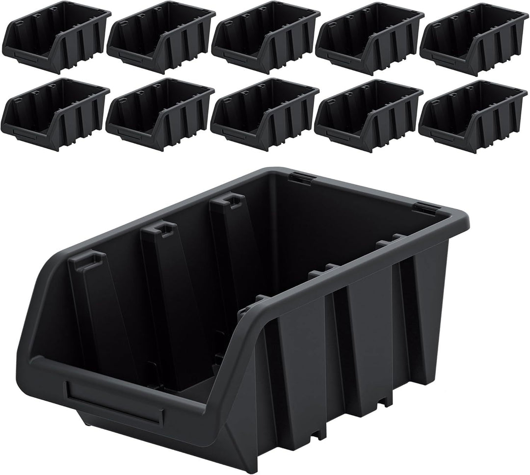 Werkstatt-Stapelkiste, Stapelbox aus PP Kunststoff, Sichtbox Stapelbox, Lagerboxen für Werkzeugswand