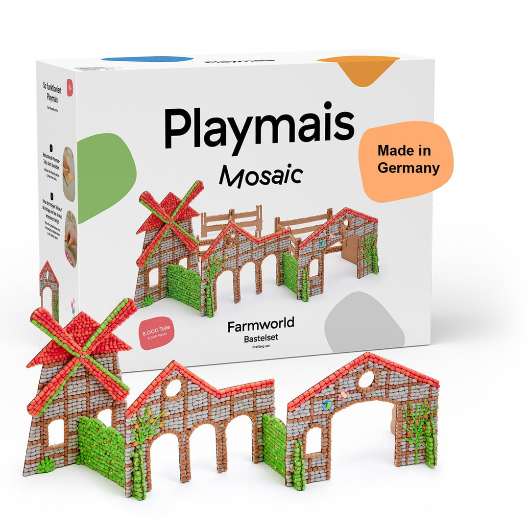 Playmais Mosaic Farmworld | 8000 Teile | Bastelset | natürliches Spielzeug | inkl. Schwämmchen, 14 v