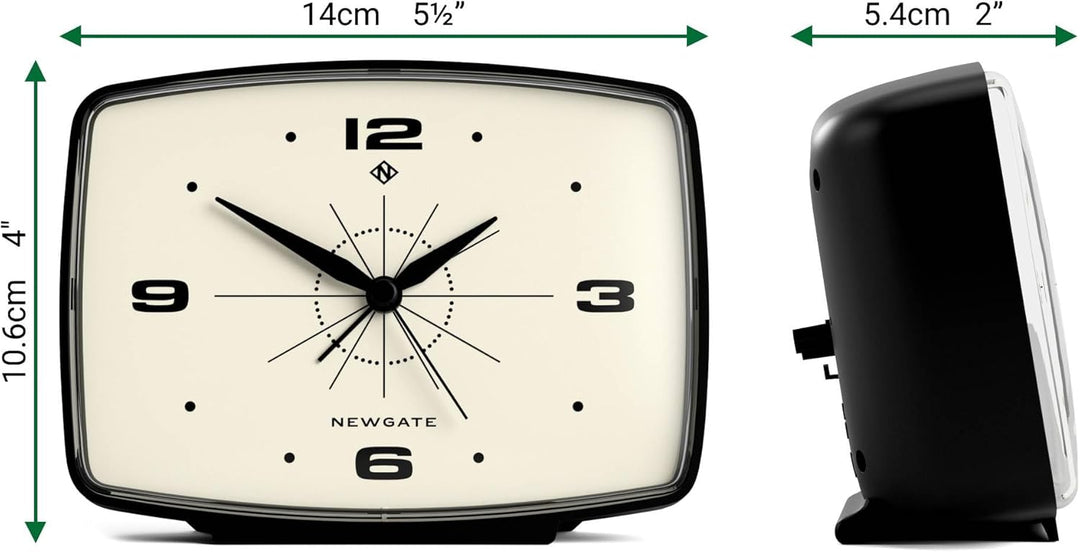 NEWGATE® Brooklyn Retro-Wecker/Tischuhr – rechteckiger Wecker – Schlafzimmerzubehör – Schreibtischzu
