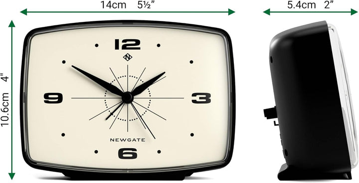 NEWGATE® Brooklyn Retro-Wecker/Tischuhr – rechteckiger Wecker – Schlafzimmerzubehör – Schreibtischzu
