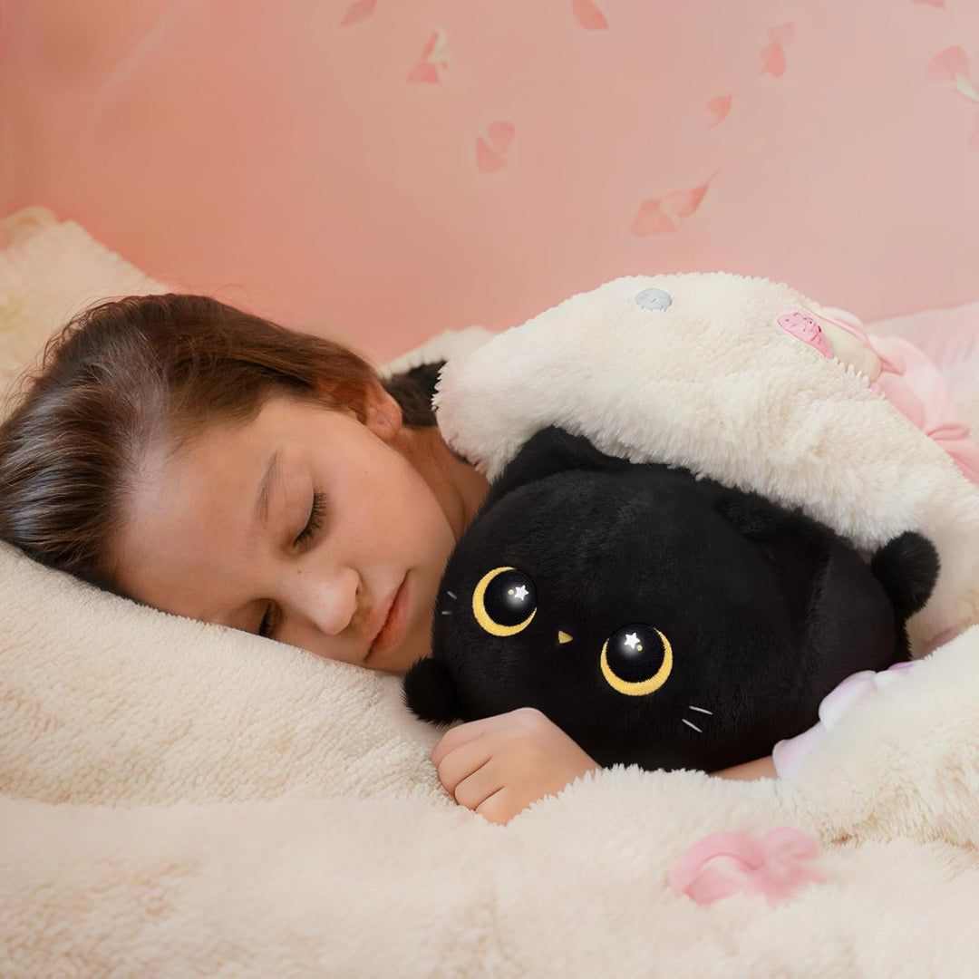 Mewaii Schwarze Katze Plüsch Niedliche Katze Plüschtier Weiches Kätzchen Plüsch Kuschelkissen Anime