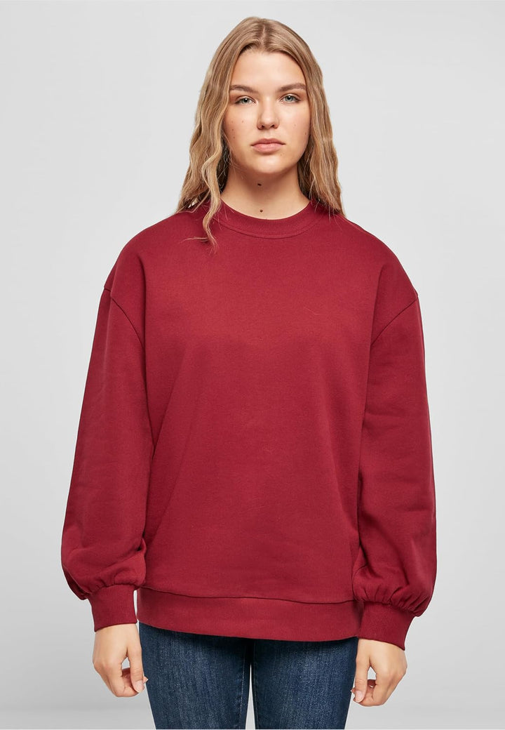 Urban Classics Damen Ladies Organic Oversized Crew L Grosse Grössen Burgundy, L Grosse Grössen Burgu