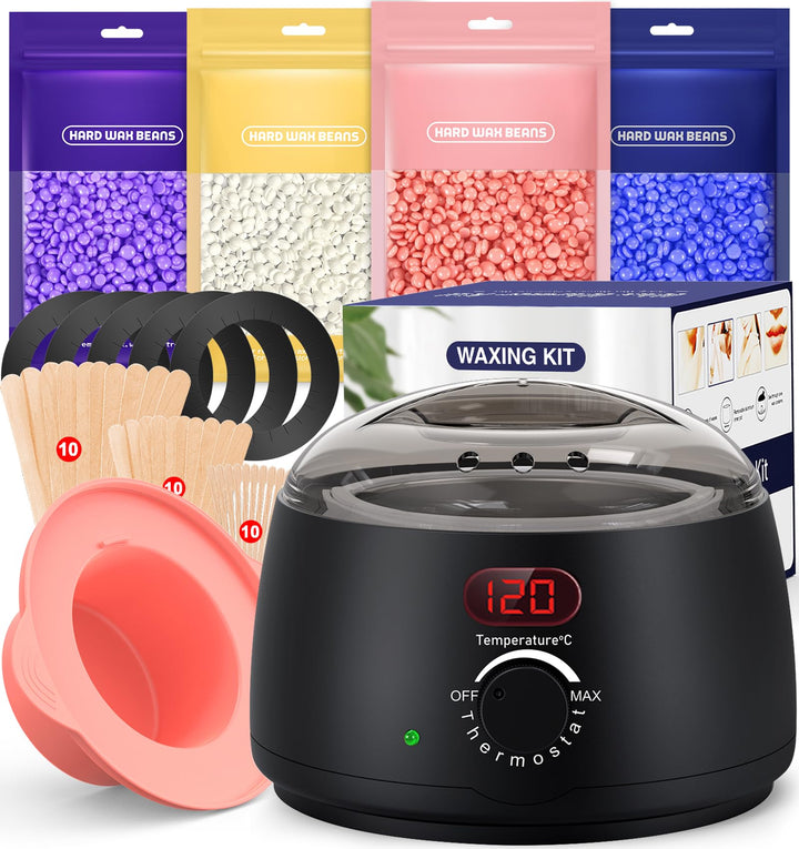 Waxing Set Wachs Haarentfernung Gesicht Körper: Wax Maschine Wachswärmer mit Silikon-Schale, 400g Wa