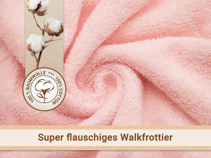 ZOLLNER Baby Kapuzenbadetuch, Kapuzenhandtuch, 100x100 cm, Baumwolle, rosa, Rosa