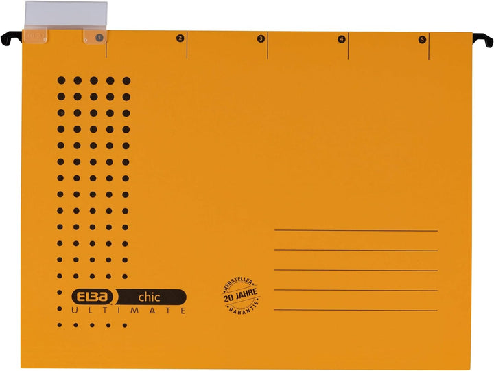 ELBA Hängemappe chic für A4, aus Karton, seitlich offen, gelb, 25er Pack Hängemappe gelb 25 Stück, H