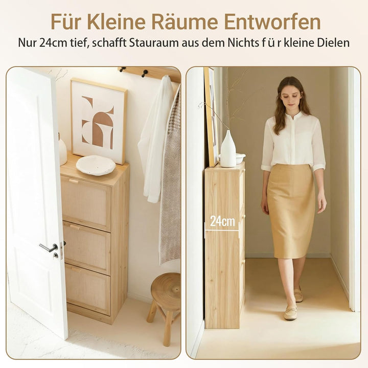 SoBuy FSR159-N Schuhkipper mit 3 Klappen Schuhschrank schmal Schuhablage Schuhregal mit 6 Ablagefläc