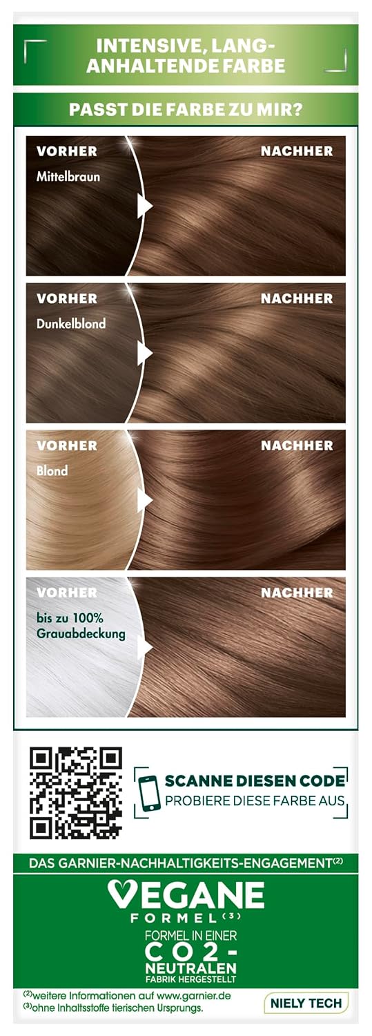 Garnier Nutrisse Dauerhafte Pflege-Haarfarbe mit nährenden Fruchtölen, Coloration mit 8 Wochen Halt,