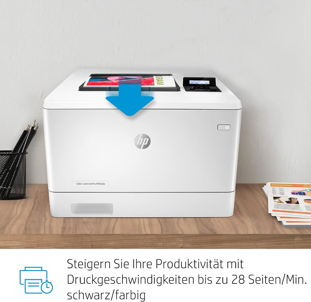 HP Color LaserJet Pro M454dn Farblaserdrucker (Laserdrucker, LAN, Duplex, Airprint) weiss Drucker LA