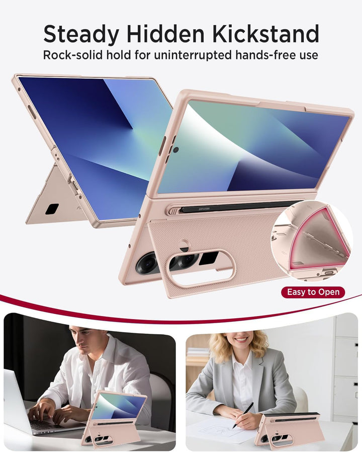 Miimall Kompatibel mit Samsung Galaxy Z Fold 7 Hülle mit S-Pen & Stifthalter, [HD Displayschutz] Ult