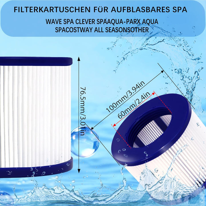 Filterkartuschen für aufblasbares Spa,filterkartusche für Whirlpoal spa zubehör Mit Gewinde, für Cle