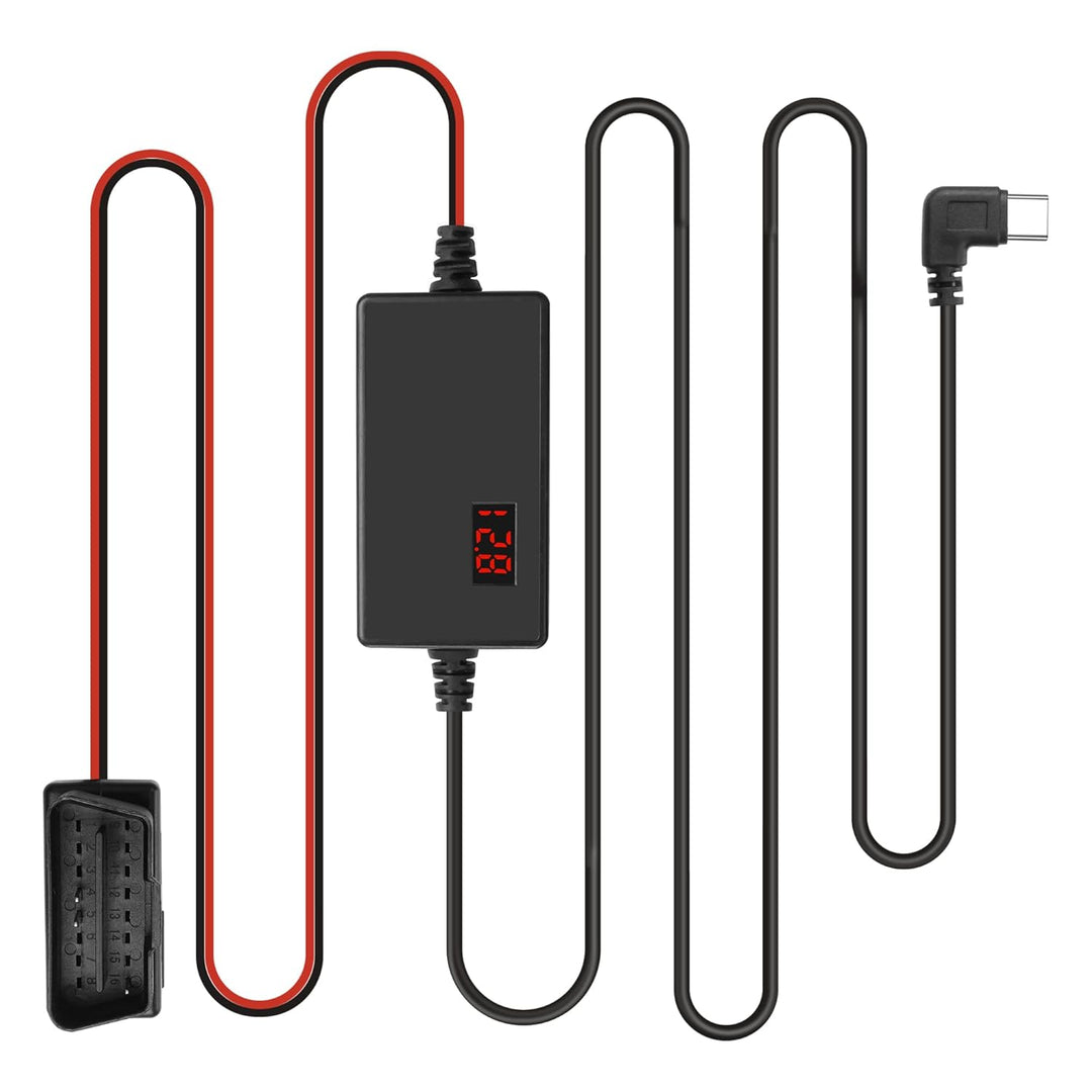 MEIRIYFA OBD OBD2 Stromkabel für Dash Kamera, OBD2 zu USB C Ladekabel mit 24-Stunden-Überwachung Typ