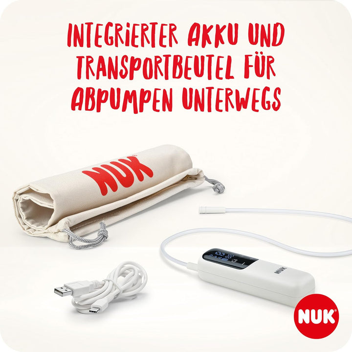 NUK Soft & Easy elektrische Doppel-Milchpumpe | Brustaufsätze aus 100 % Silikon | Klein, leicht und