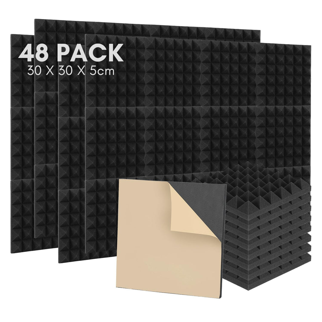 Profi Akustikplatten zur Schalldämmung, 48 Stück Schalldämmplatten Wand, Akustikschaumstoff für Stud