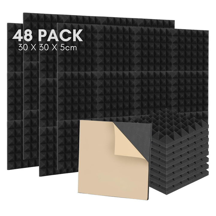 Profi Akustikplatten zur Schalldämmung, 48 Stück Schalldämmplatten Wand, Akustikschaumstoff für Stud